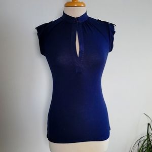 Navy, military style sleeveless top
